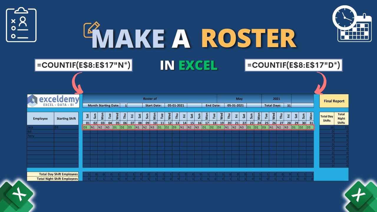 Make Employee Roster Template in Excel