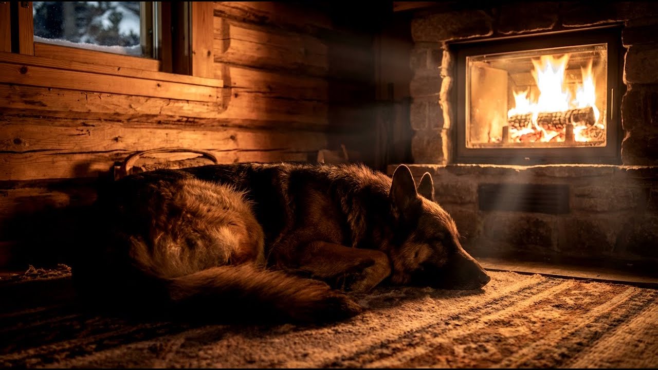 Crackling Fire Sounds | ASMR Fireplace Therapy 🔥 🐶Cozy Sleeping Dog by