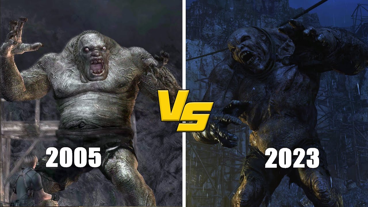 Resident Evil 4 Remake vs Original El Gigante Boss Fight Comparison Video 4K 60FPS