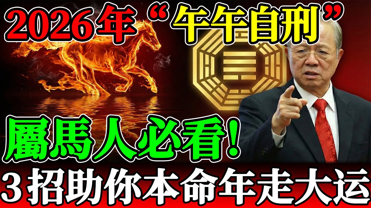 屬馬人必看！2026年“午午自刑”是劫還是緣？曾仕強：做對這3件事，本命年也能逆天改命！#曾仕強 #易經 #國學 #2026年 #生肖運勢 #屬馬 #本命年 #午午自刑 #赤馬紅羊劫 #九紫離火運