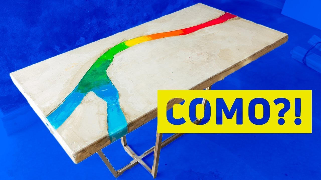 River table na BANCADA DE CONCRETO, RESINA EPOXI E GIZ DE CERA!?