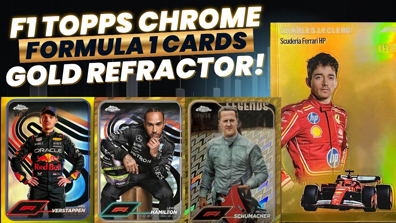 F1 Topps Chrome Formula 1 Card Box Opening Gold Refractor Hits & Numbered Cards! #f1 #topps 