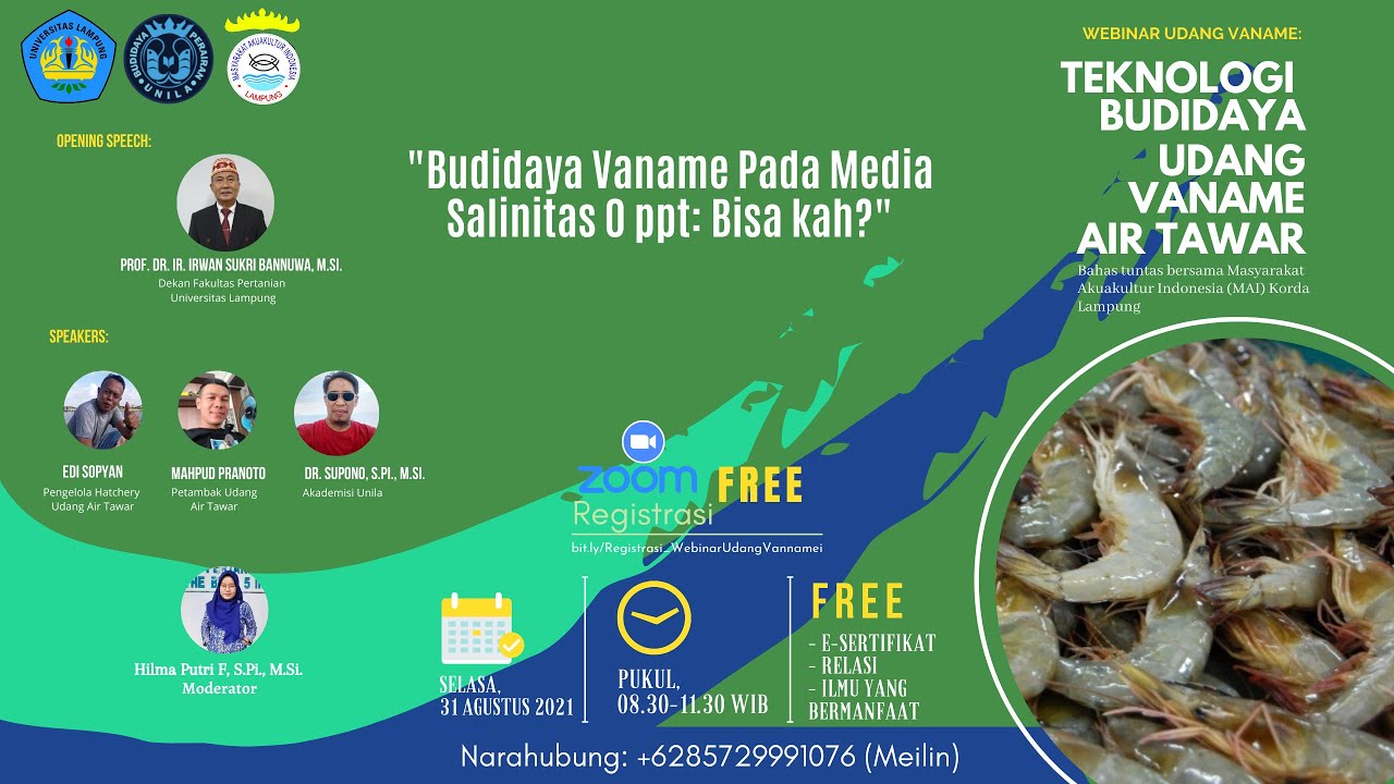 Webinar “Budidaya Udang Vaname pada Media Budidaya Salinitas 0 ppt: Bisakah?”
