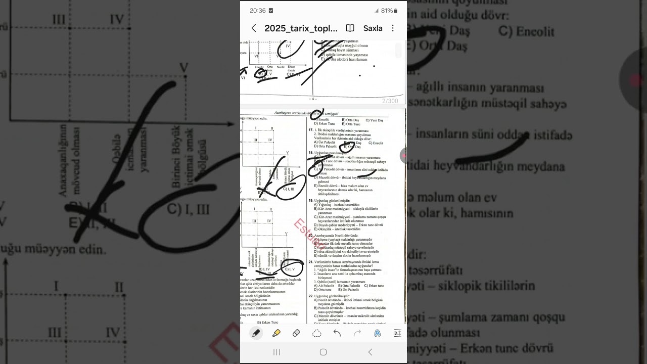 Tarix test toplusu I hissə, Paleolit, Mezolit, Neolit, Enolit. ( 1—30a kimi olan sualların izahı)