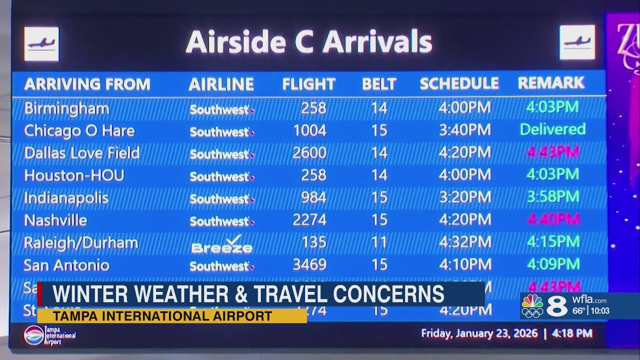 TPA expecting delays, cancellations ahead of Northeast winter storm