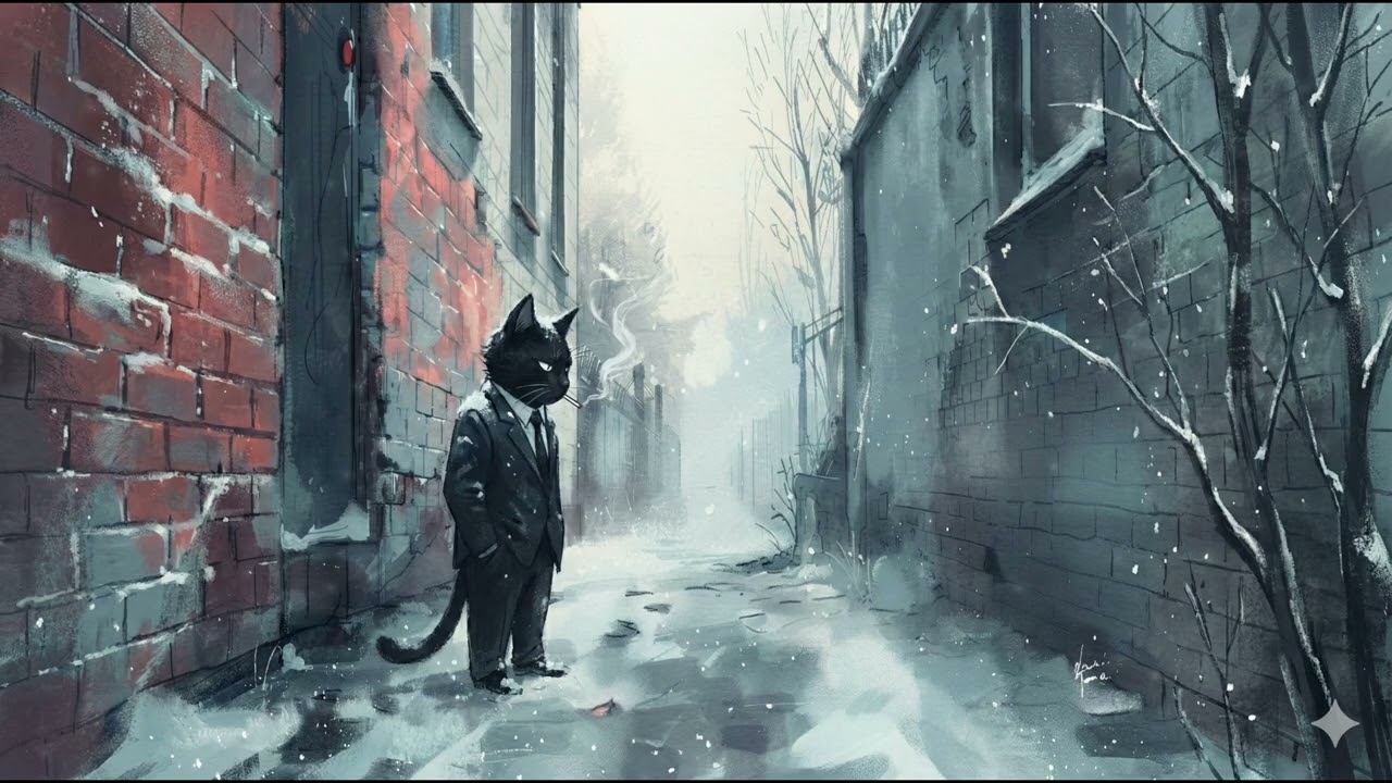Noir Cat Jazz in the Snow – Moody Night Jazz for Focus & Calm