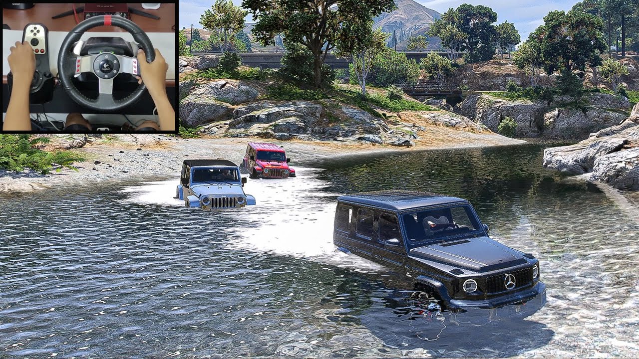 GTA 5 - Mercedes AMG G63 OFFROAD CONVOY - Steering Wheel Gameplay