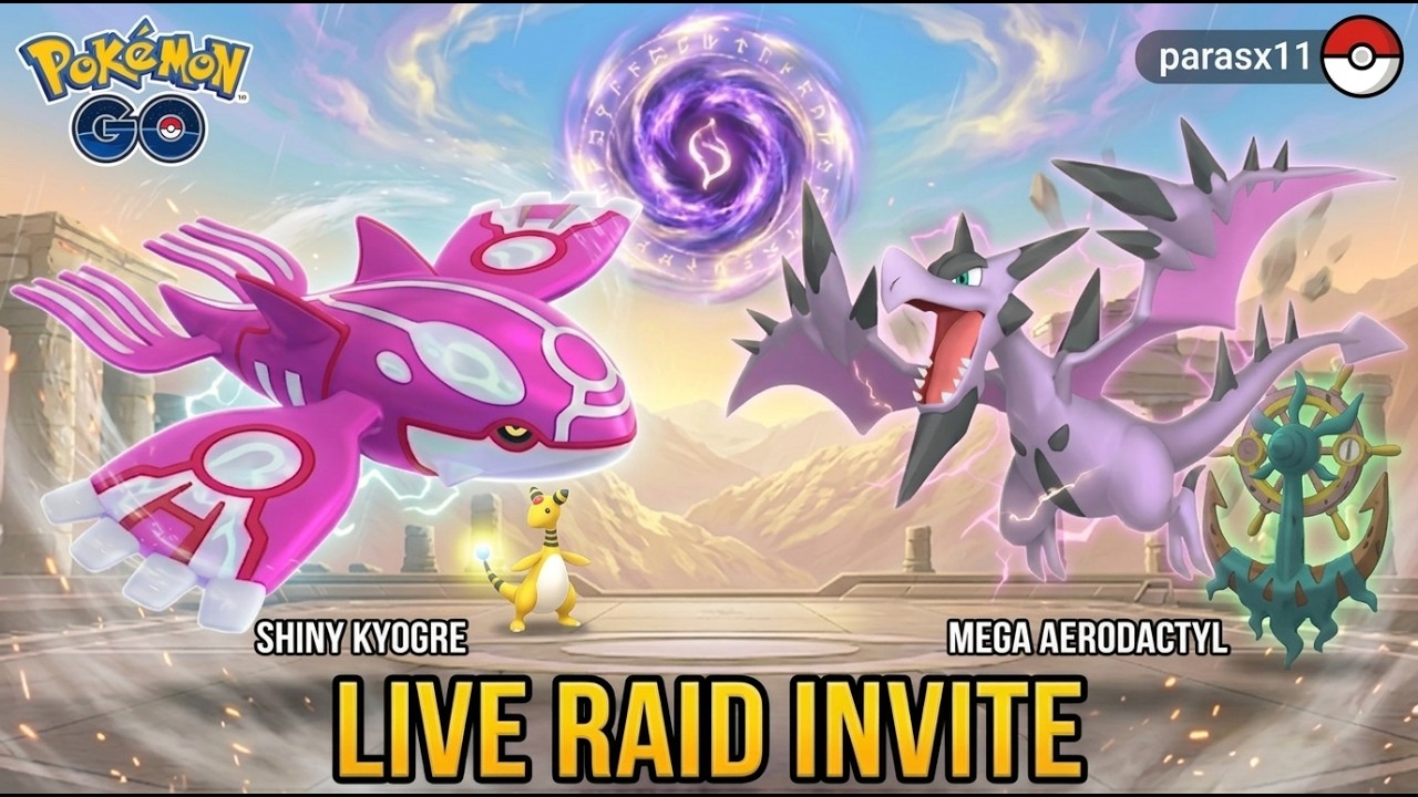 ​🔴 LIVE: Kyogre Raid Invite | Mega Arodectyle, shadow latios | POKEMON GO | Parasx11