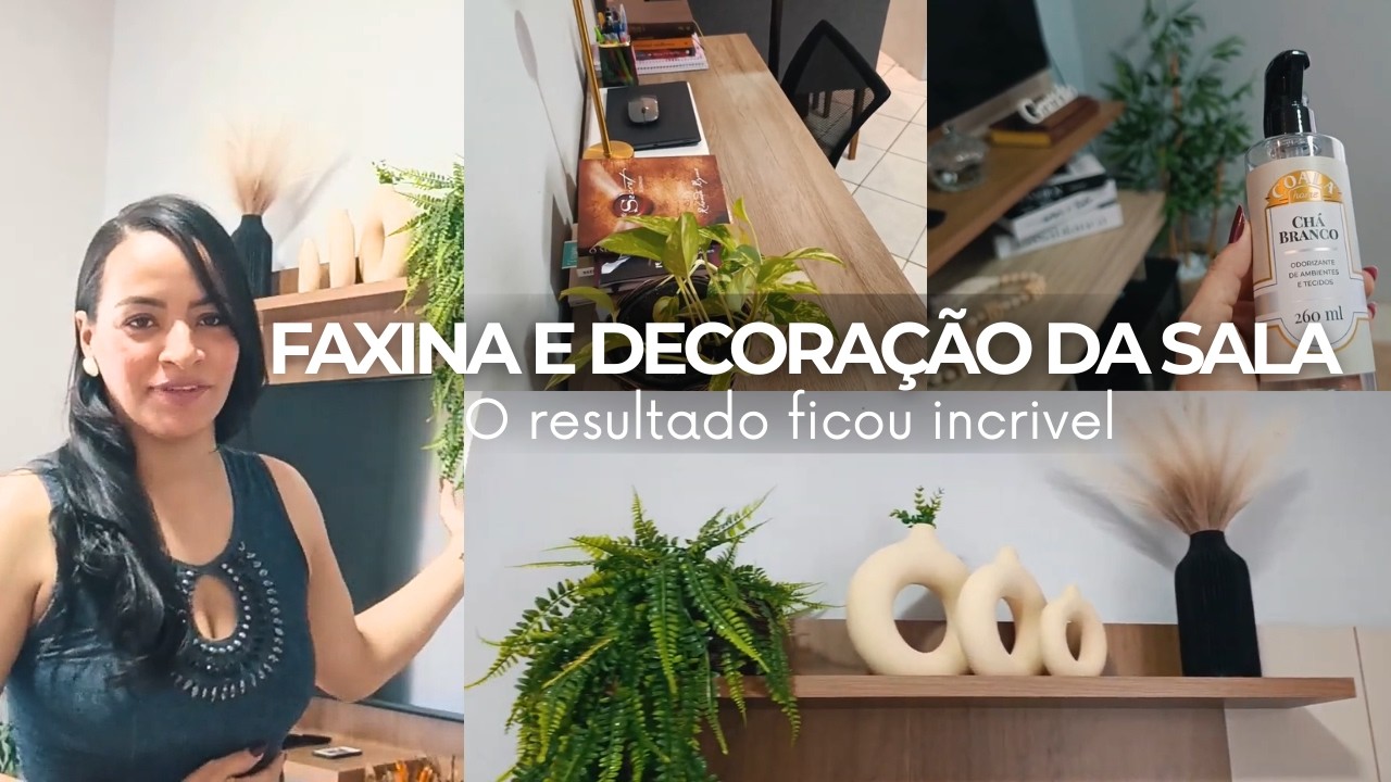 FAXINA + DECORAÇÃO DA SALA / Decorando o painel com achadinhos da Shopee.