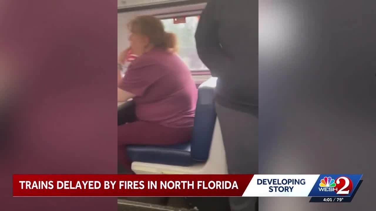 Brush fires in Florida leave train passengers stuck
