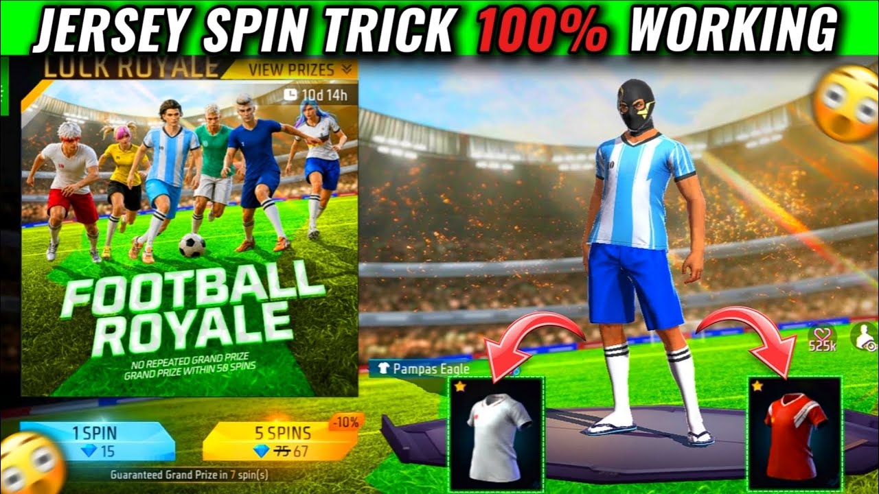 FOOTBALL ROYALE SPIN TRICK 🤩 || FREEFIRE NEW FOOTBALL JERSEY ROYALE ⚽🤯