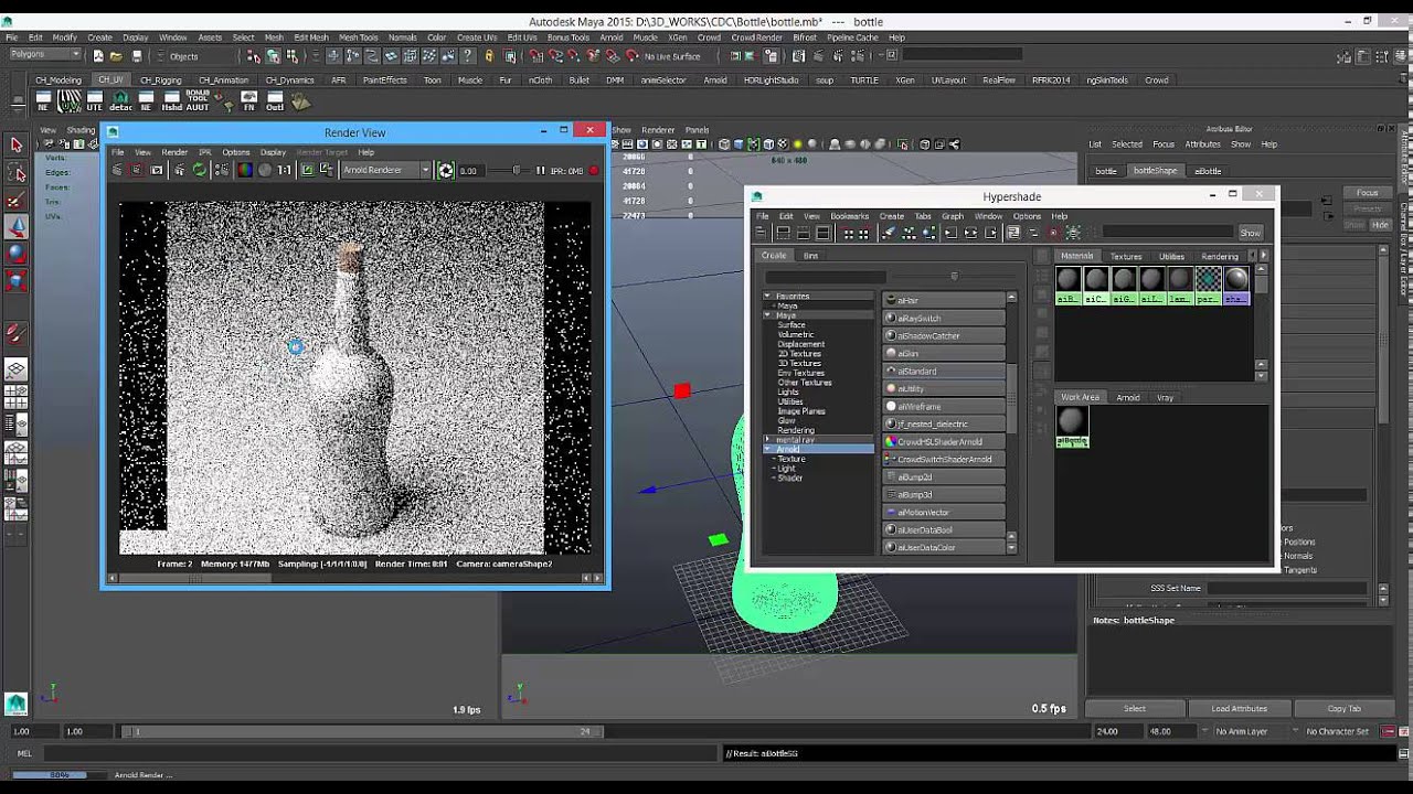 Caustic in Arnold for Maya, and JF-Nested Dielectric Material