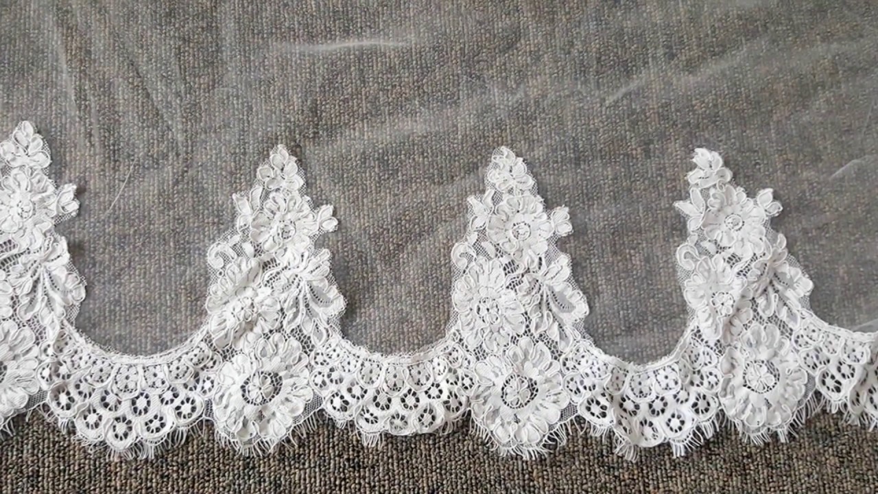 ROCHELLE Bridal 1 tier french lace veil