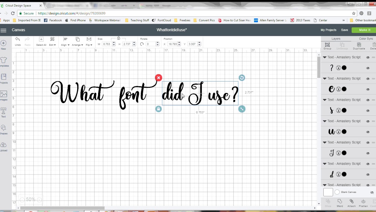 Cricut Design Space - Using a Script Font (and remembering it)