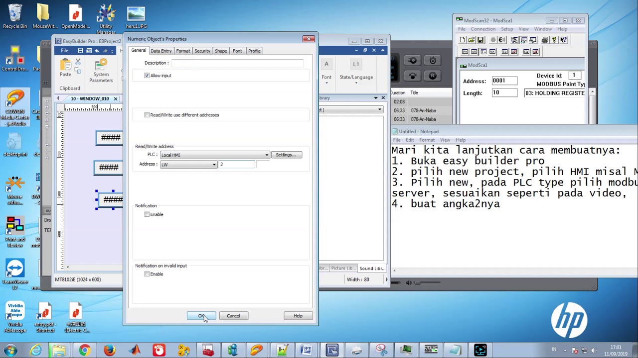 weinview easybuilder modbus slave HMI simulate with modscan32