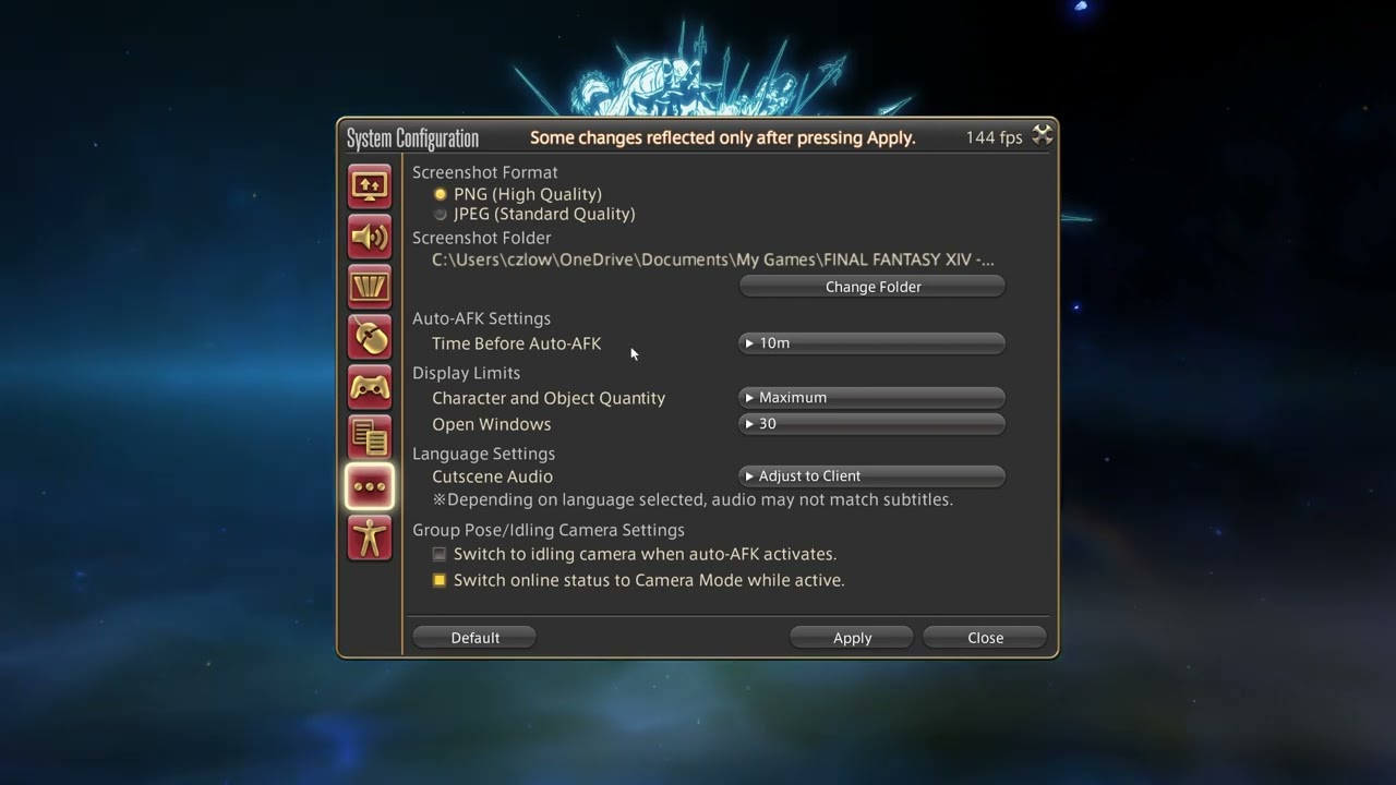 Game Final Fantasy XIV Online - How to Change Screenshot Format? | Modify Image Output Settings