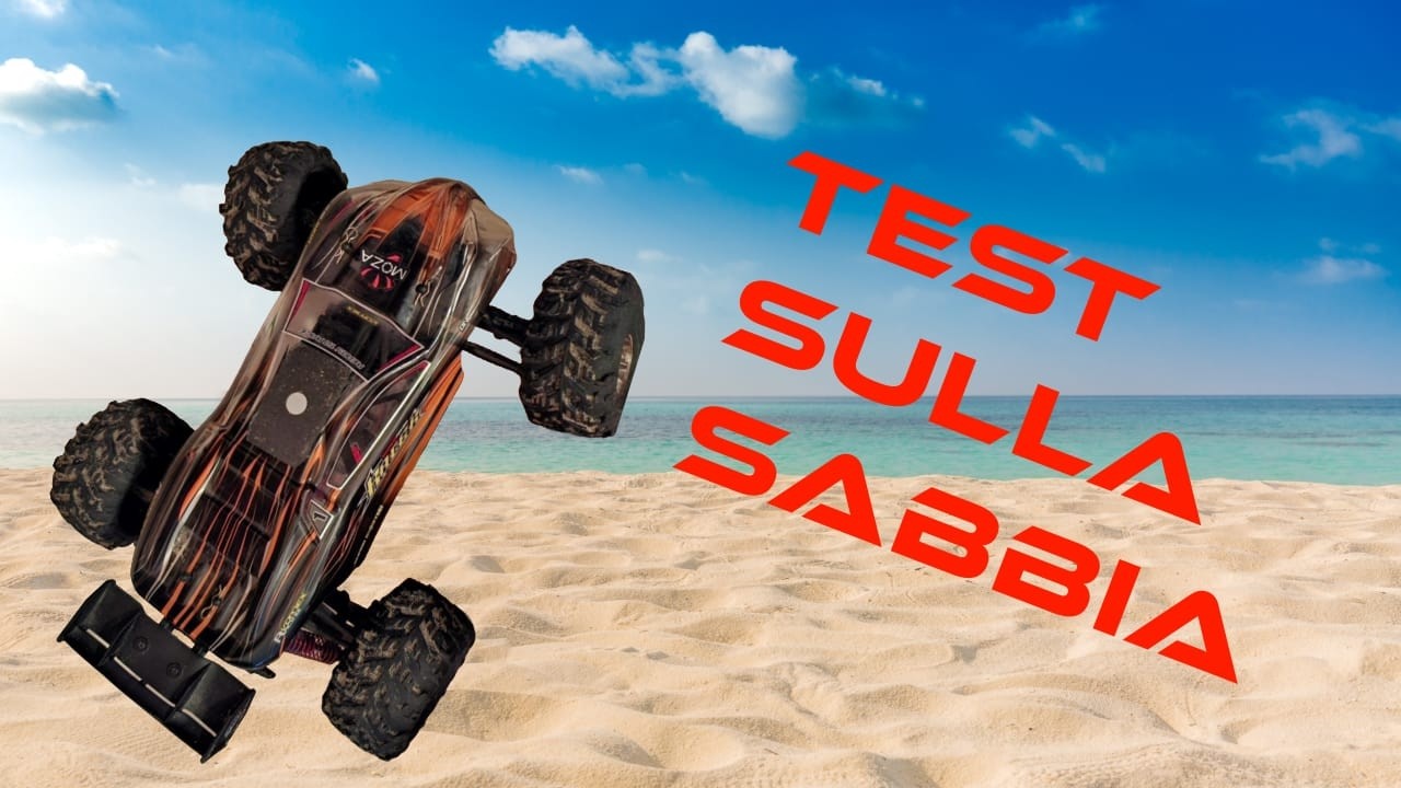 COME VA SULLA SABBIA?? AUTO RC A BATTERIA TEST  SCALA 1/16 - (TRICK  ALLA FINE DEL VIDEO)