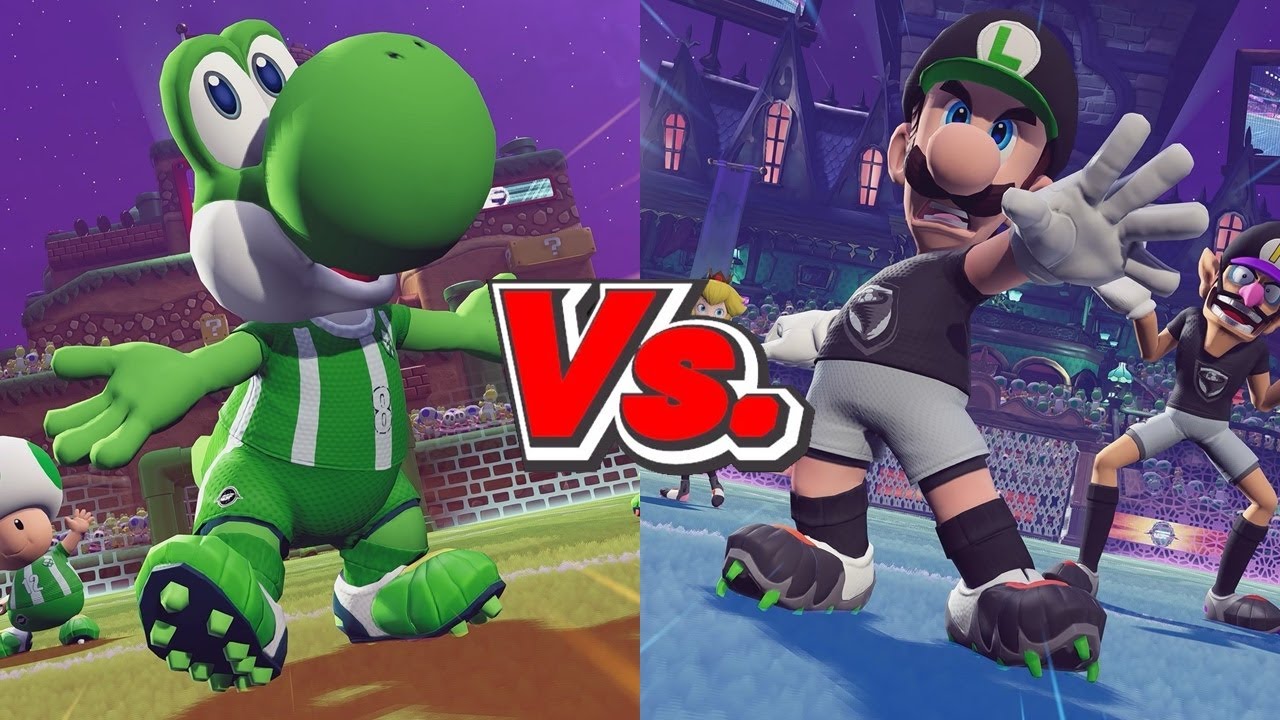 Mario Strikers Battle League - Yoshi (Warriors) Vs. Luigi (Cyclones)