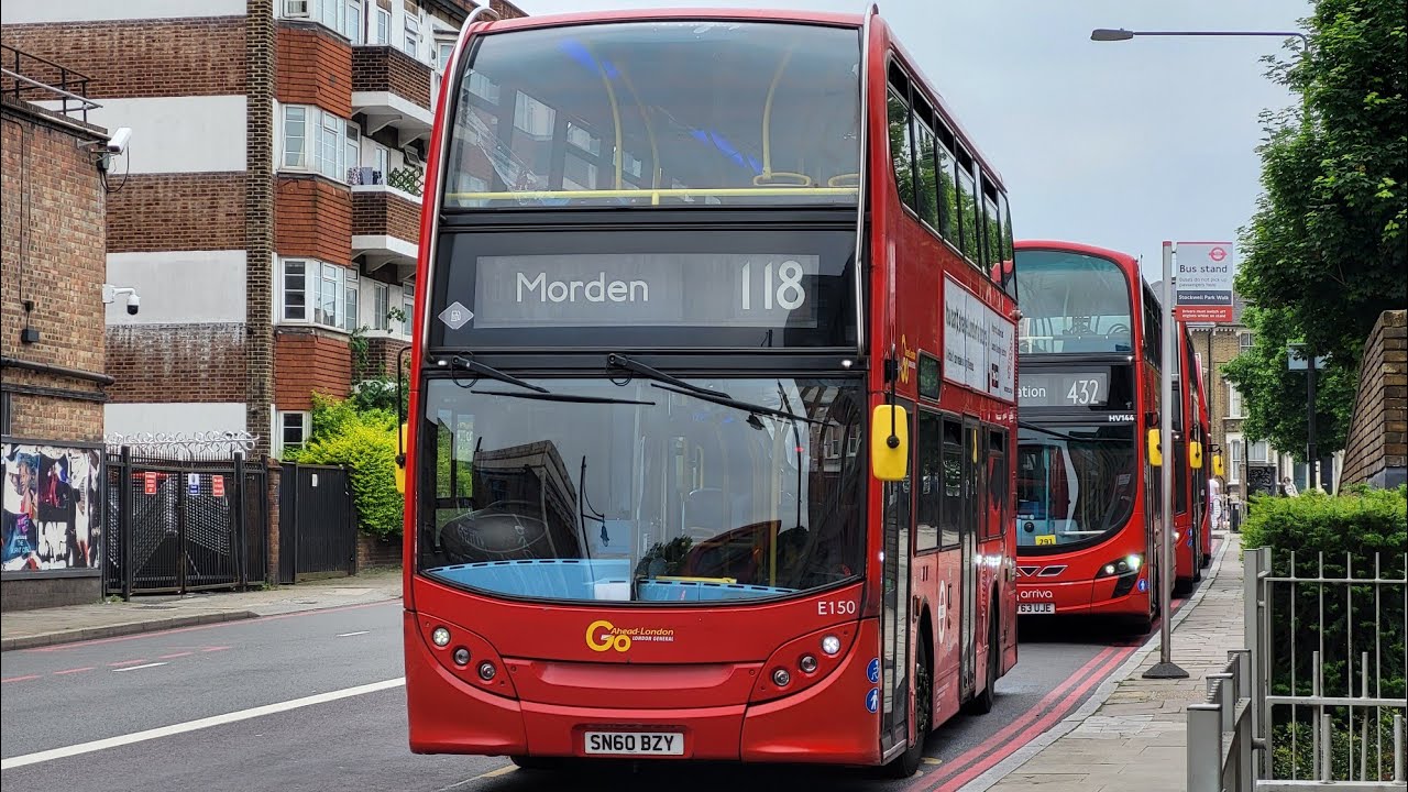Full Route Visual. Route 118: Brixton - Morden | Enviro400 E150 SN60 BZY