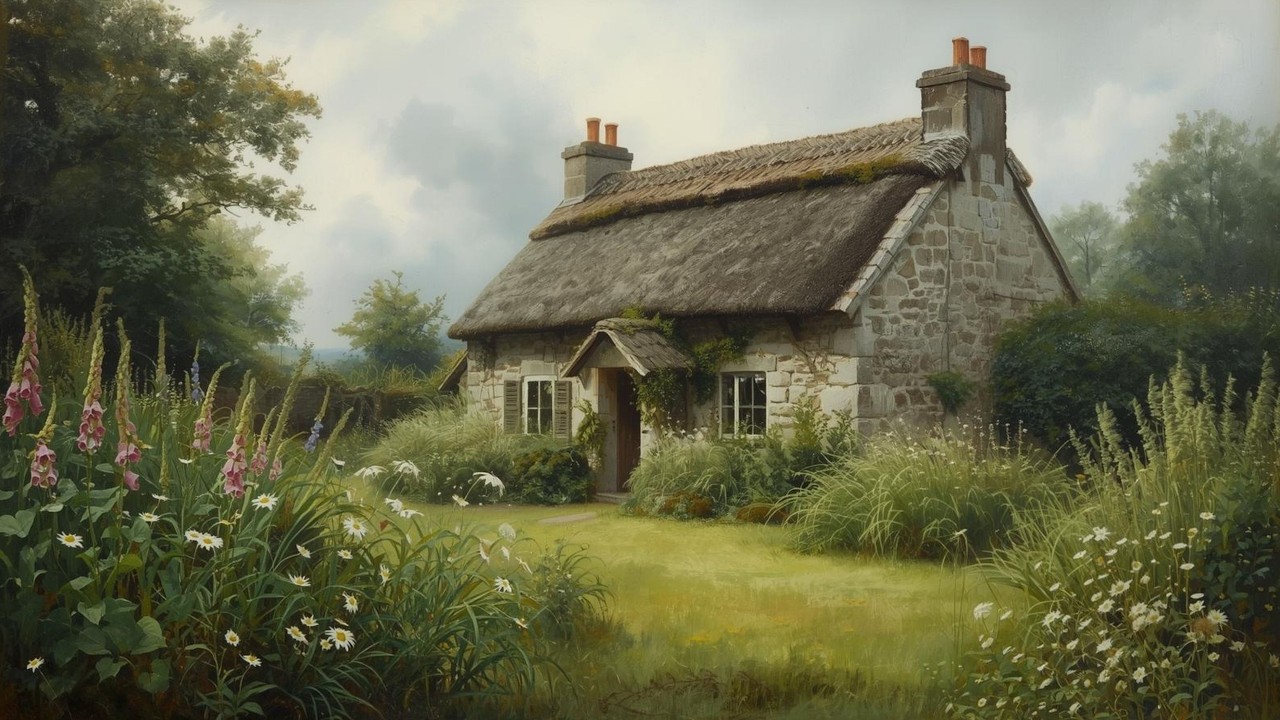 Irish Thatched Cottage St. Patrick's Day Vintage Painting | Frame TV Art | 2-Hour Screensaver