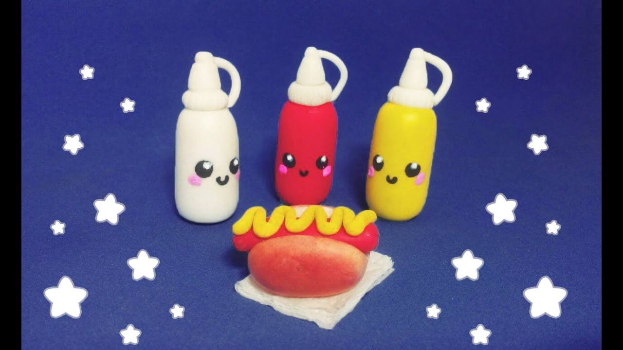 Como Fazer Comida de Boneca #4: Cachorro Quente, Maionese, Ketchup e Mostarda