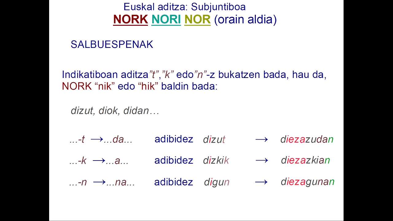 Subjuntiboa nork nori nor