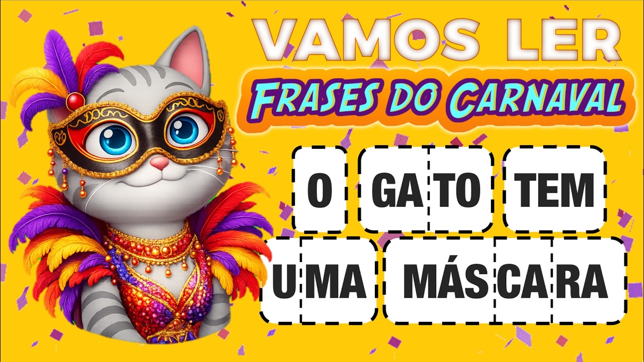 VAMOS LER 🎉 Frases Simples do Carnaval - Aprenda Agora! 😄|  #carnaval   #alfabeto