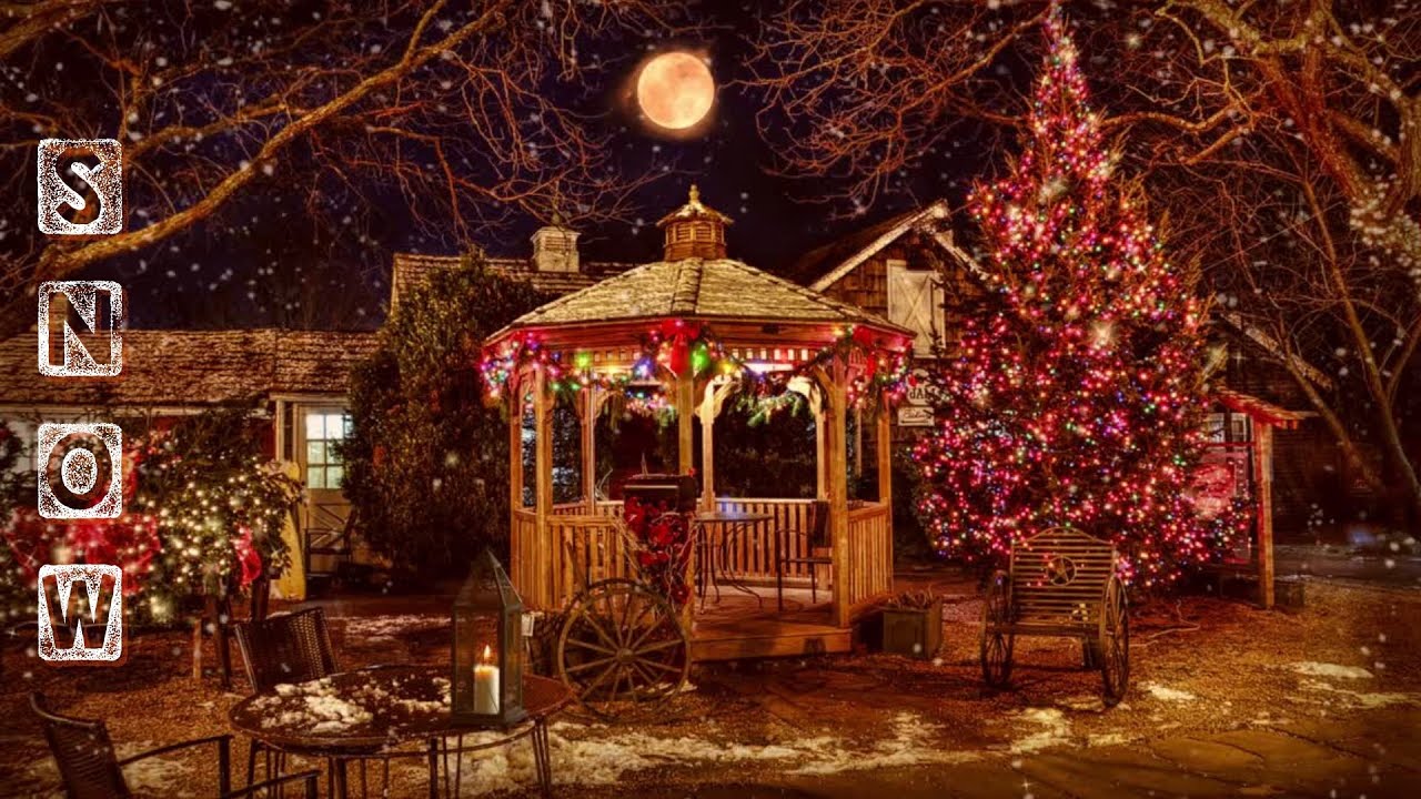 FALLING SNOW IN A CHRISTMAS GARDEN 🎄☃️❄️ Relaxing ASMR Ambience