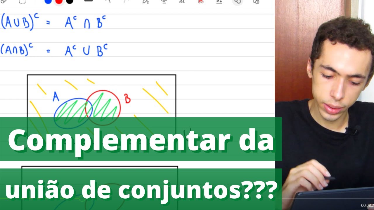 Leis de De Morgan - complementar da união e da intersecção de conjuntos | (Aula 4/5 Conjuntos)
