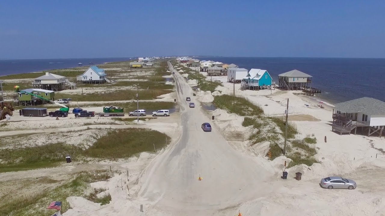 Dauphin Island, Alabama Drone Flyover from the West End Beach
