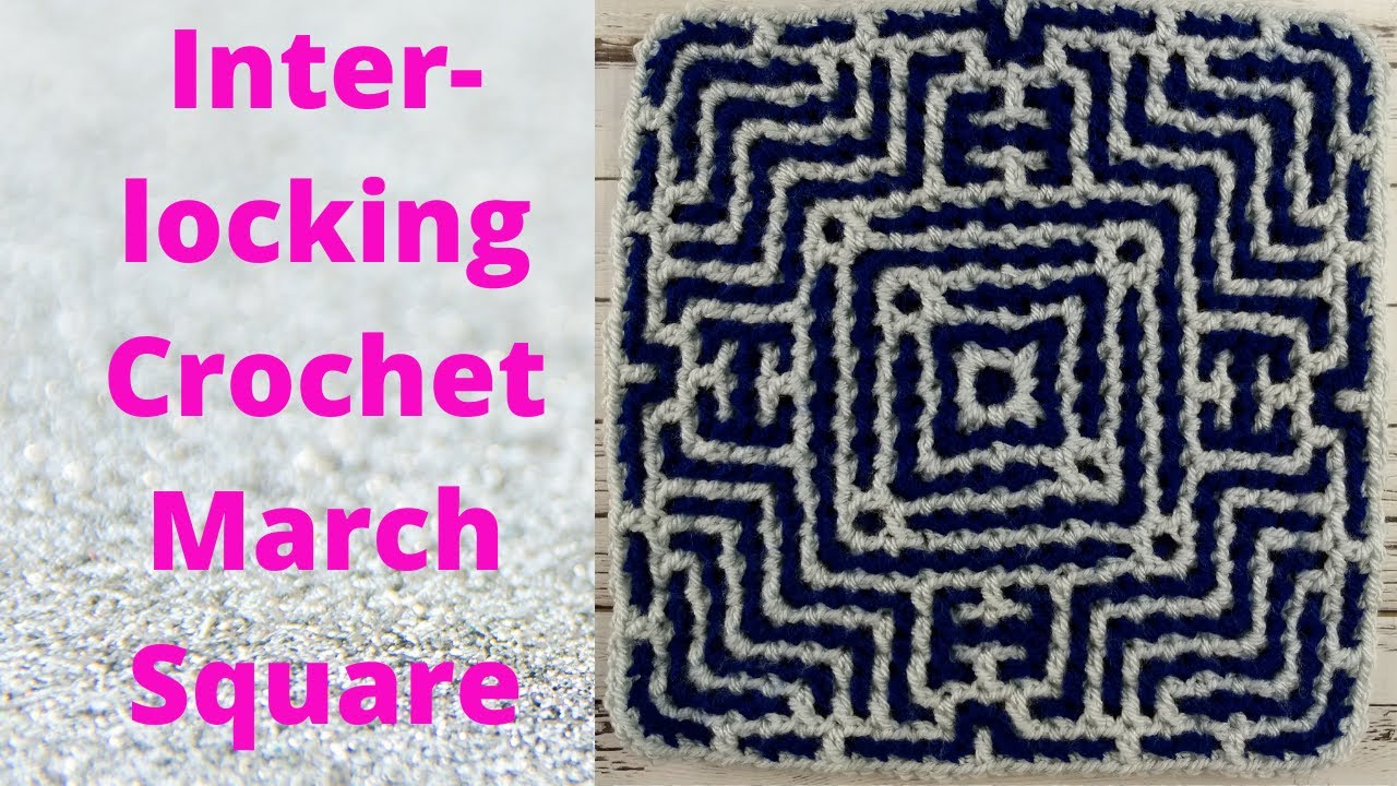 March Interlocking Square | Interlocking Crochet in the Round Free Pattern Blanket Square
