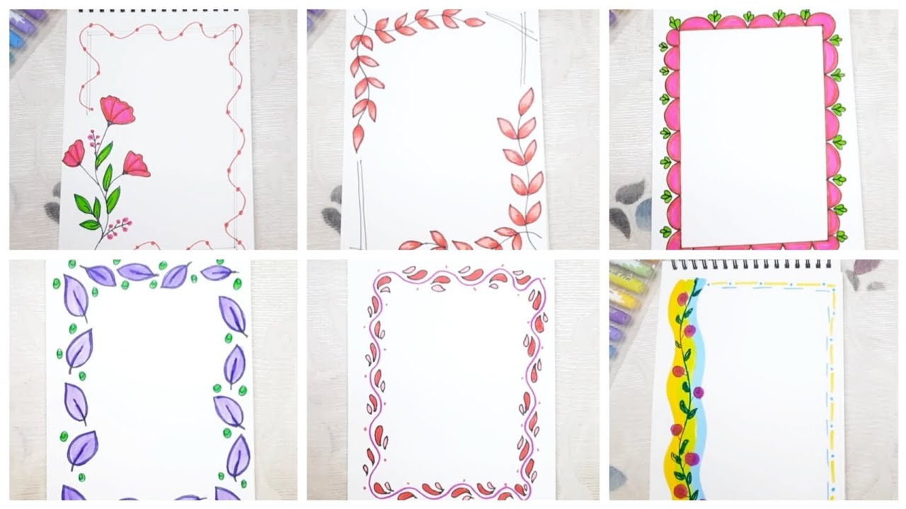 6 BEAUTIFUL FRONT PAGE DESIGNS/ PROJECT WORK DESIGNS/A4 SHEET/ BORDER DESIGN FOR SCHOOL PROJECT