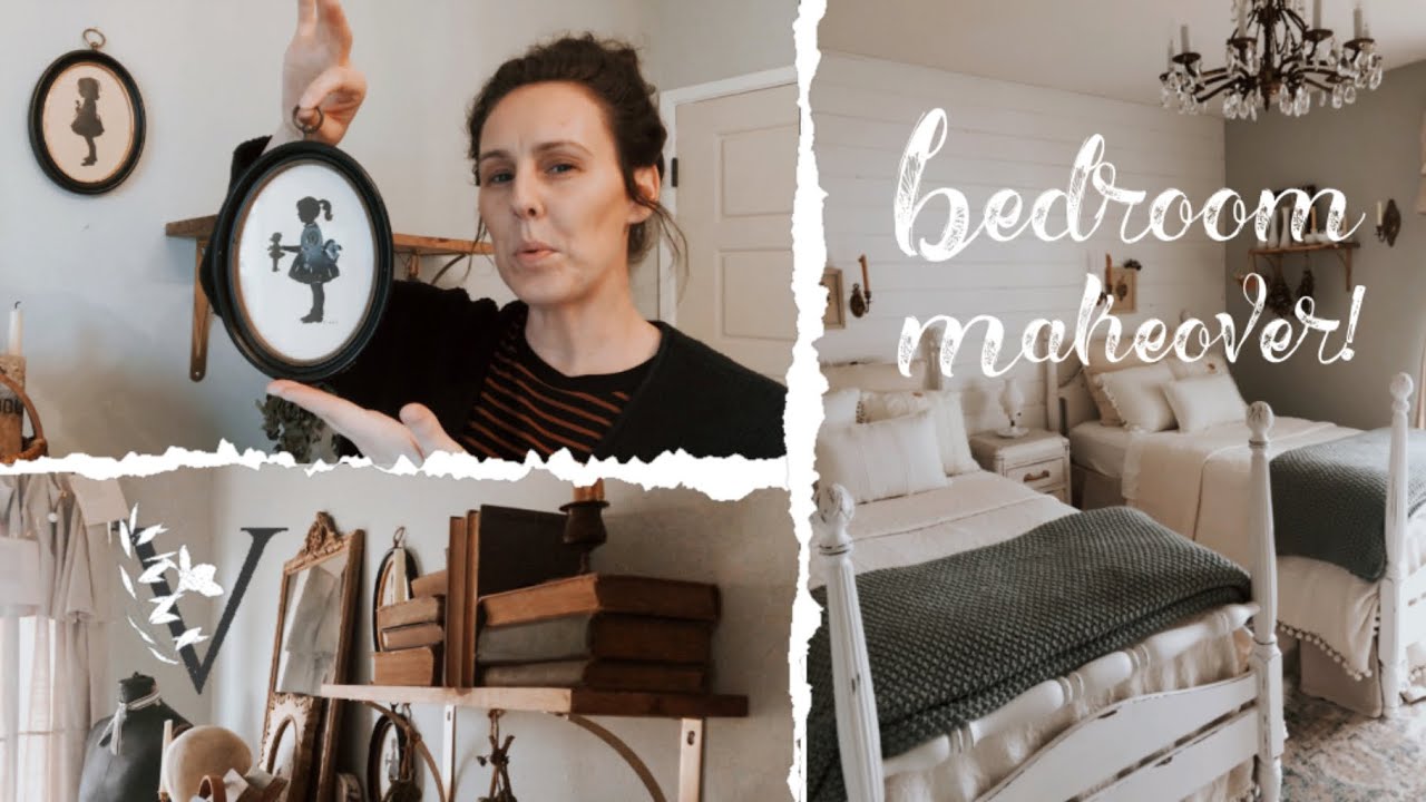 Farmhouse Bedroom Makeover | Decorate with Vintage Decor | bedroom tour