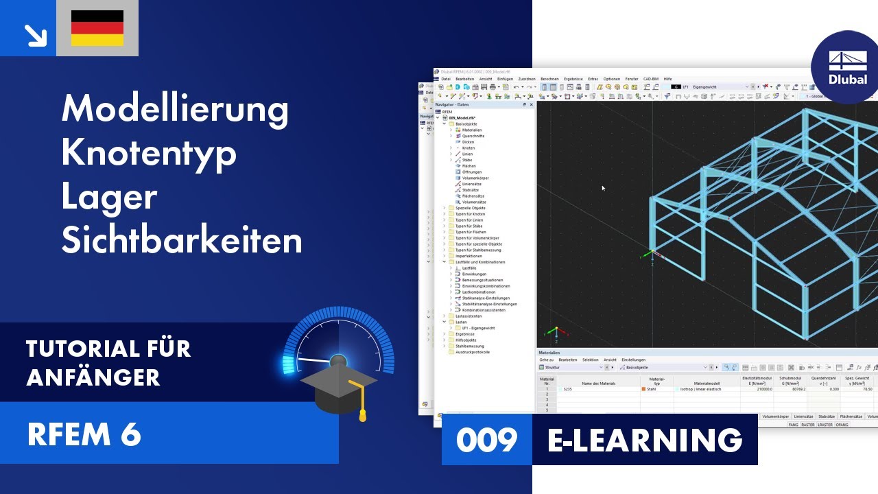 RFEM 6 Tutorial für Anfänger | 009 Modellierung | Knotentyp | Lager | Sichtbarkeiten