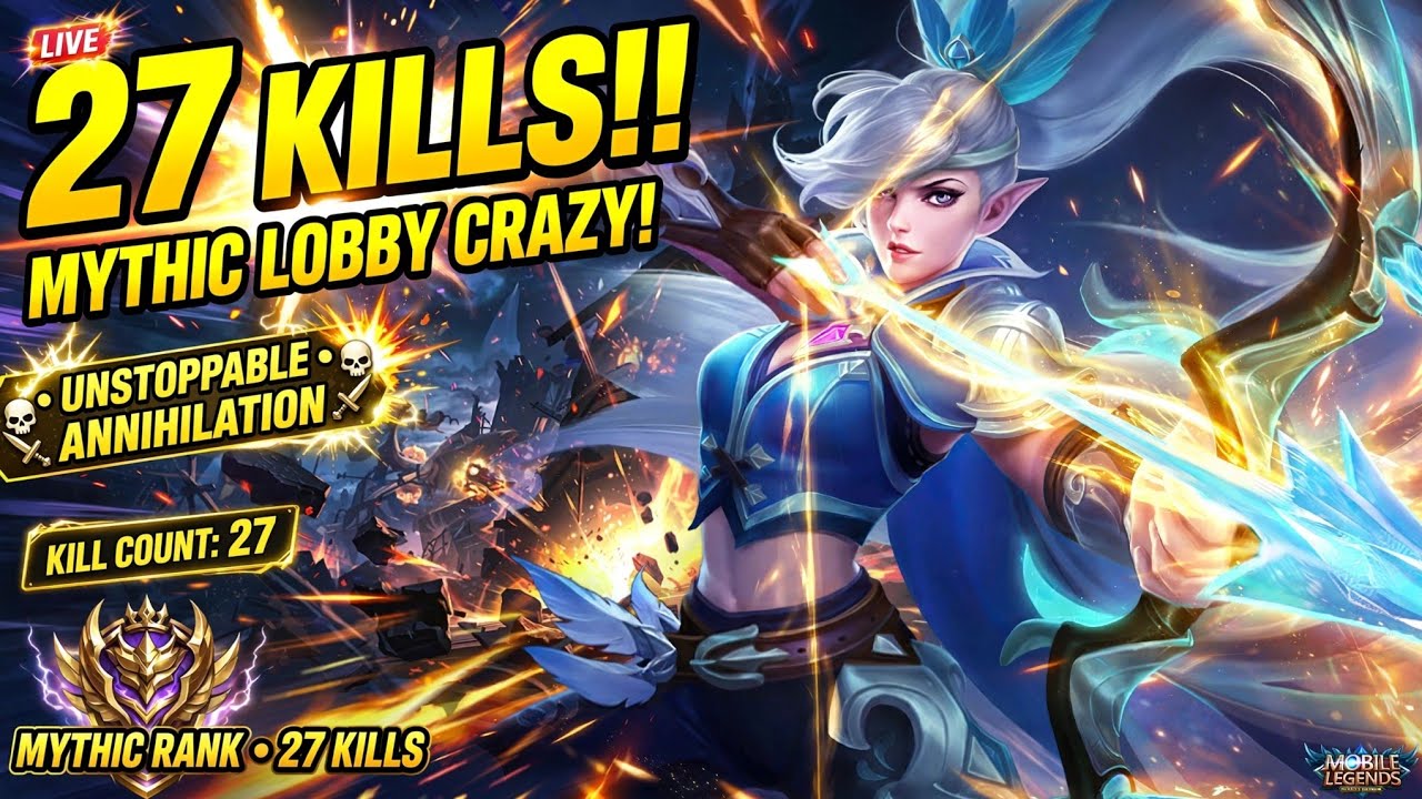 27 kill with miya mythic lobby crazy gameplay moba legend bang bang 