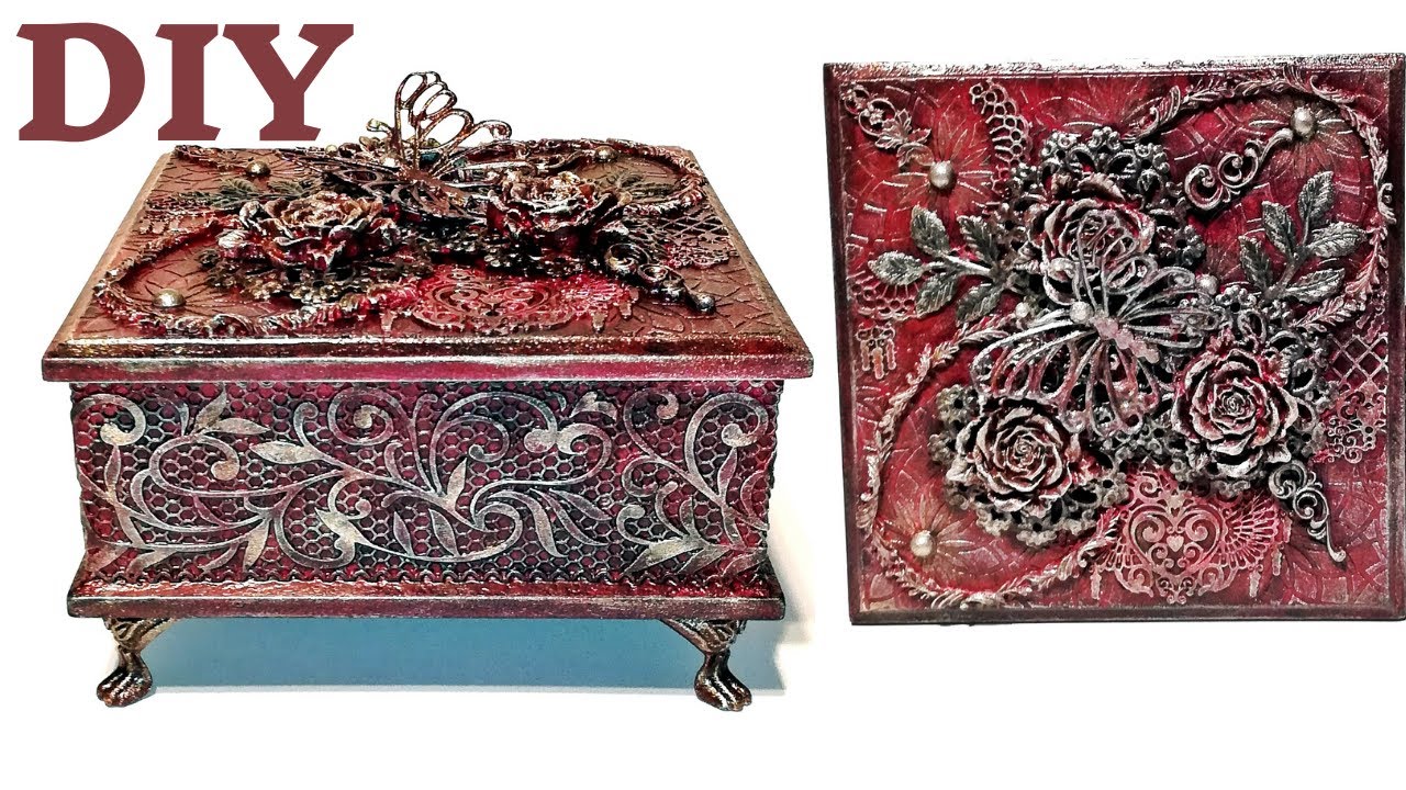 Mixed media jewelry box DIY