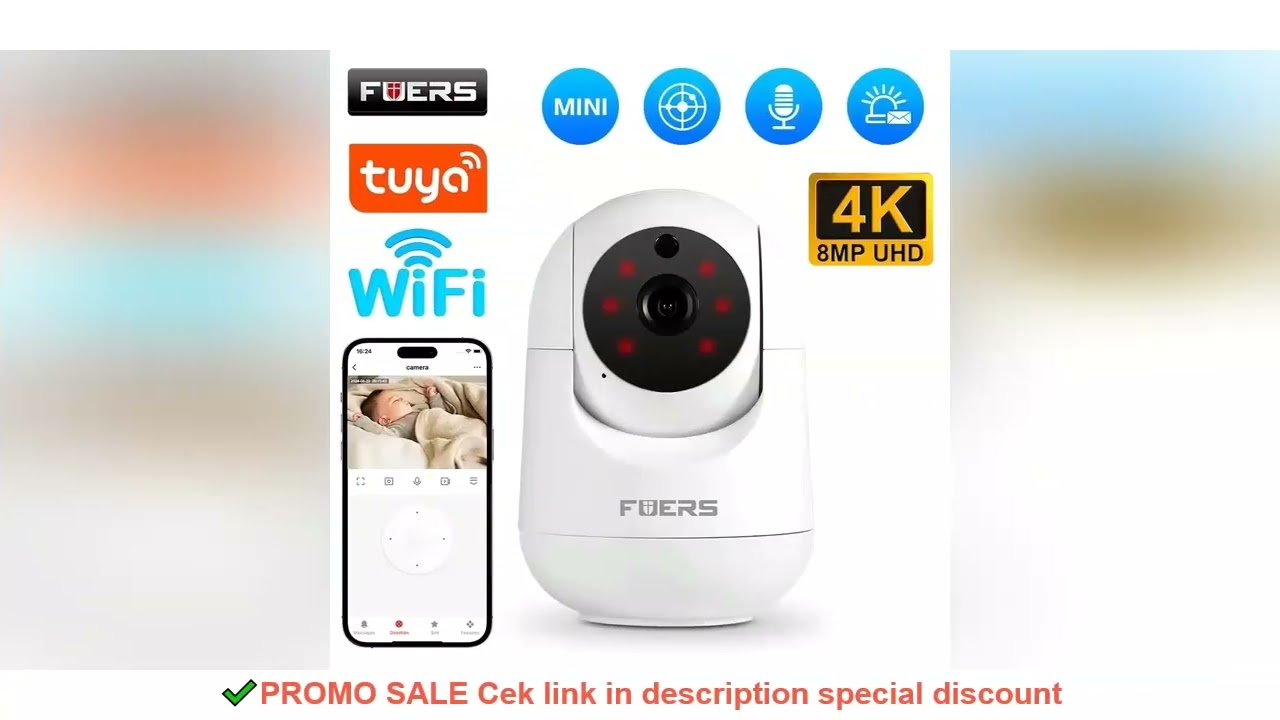 Fuers 5MP WiFi Camera Tuya Smart Home Indoor Wireless IP Surveillance Camera AI Detect Automatic Tra