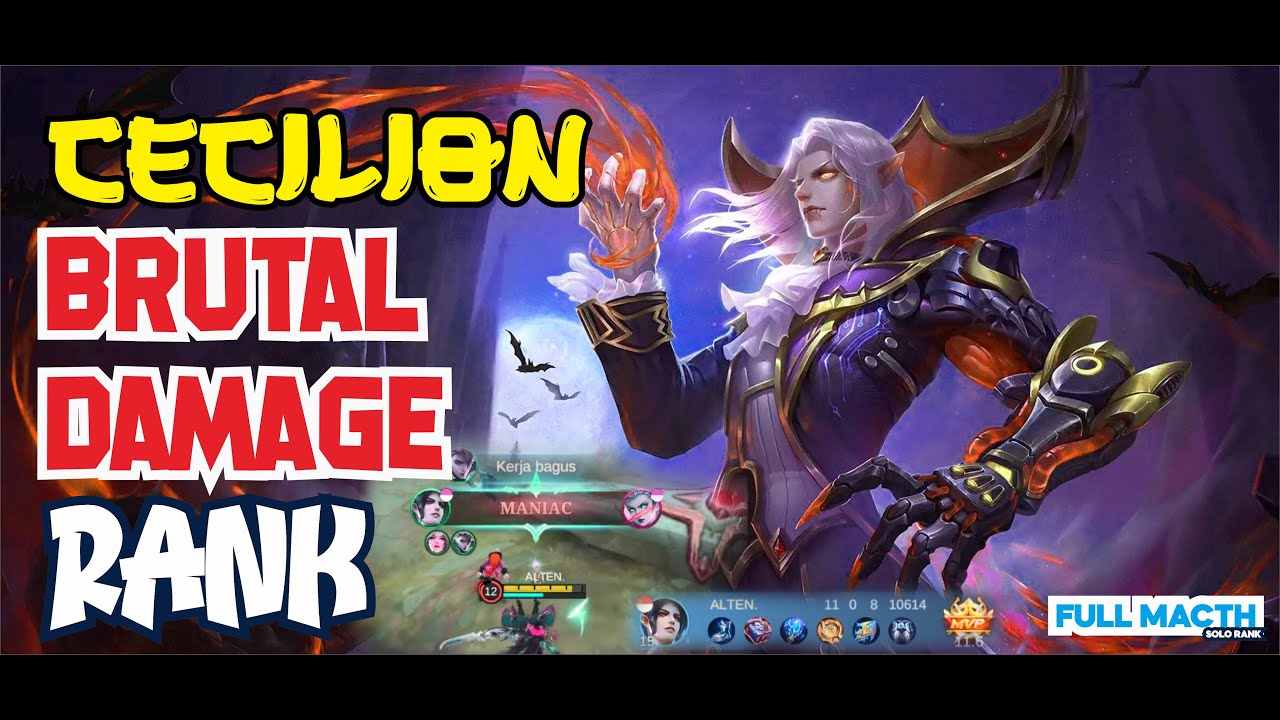 MANIAC + 11 Kills!! 100% Brutal DMG Cecilion One Shot Kill all !! Build Top 1 Global Cecilion ~ MLBB