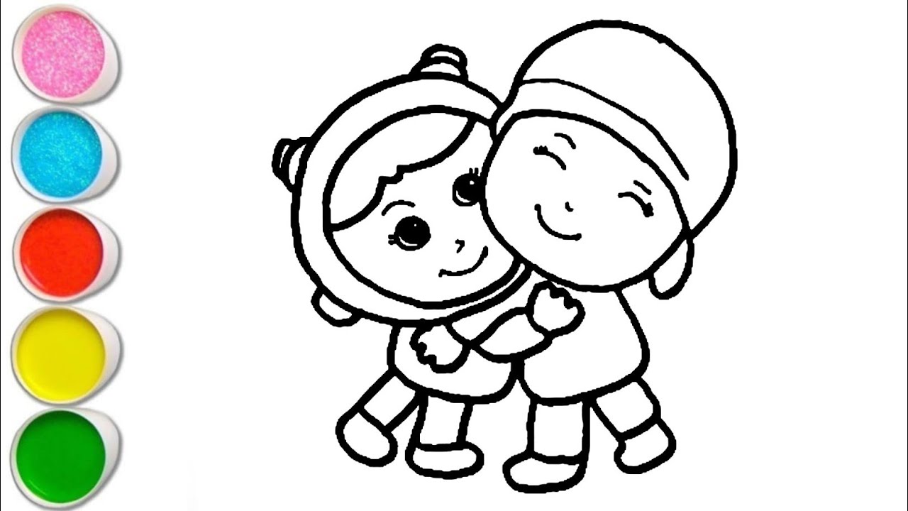 Cute Nina With Pocoyo Drawing, Painting and Coloring For Kids and Toddlers_ Child Art
