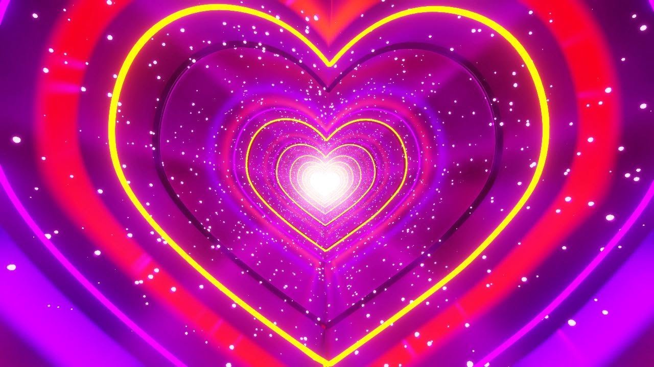 4K Screensaver | Romantic Heart Tunnel in Purple & Red | Love Light Ambience | 8 Hours (No Sound)