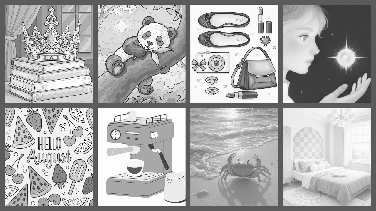 Hey Color by Number Coloring App Pictures Collage Art Panda Crown Coffee Maker August #coloring