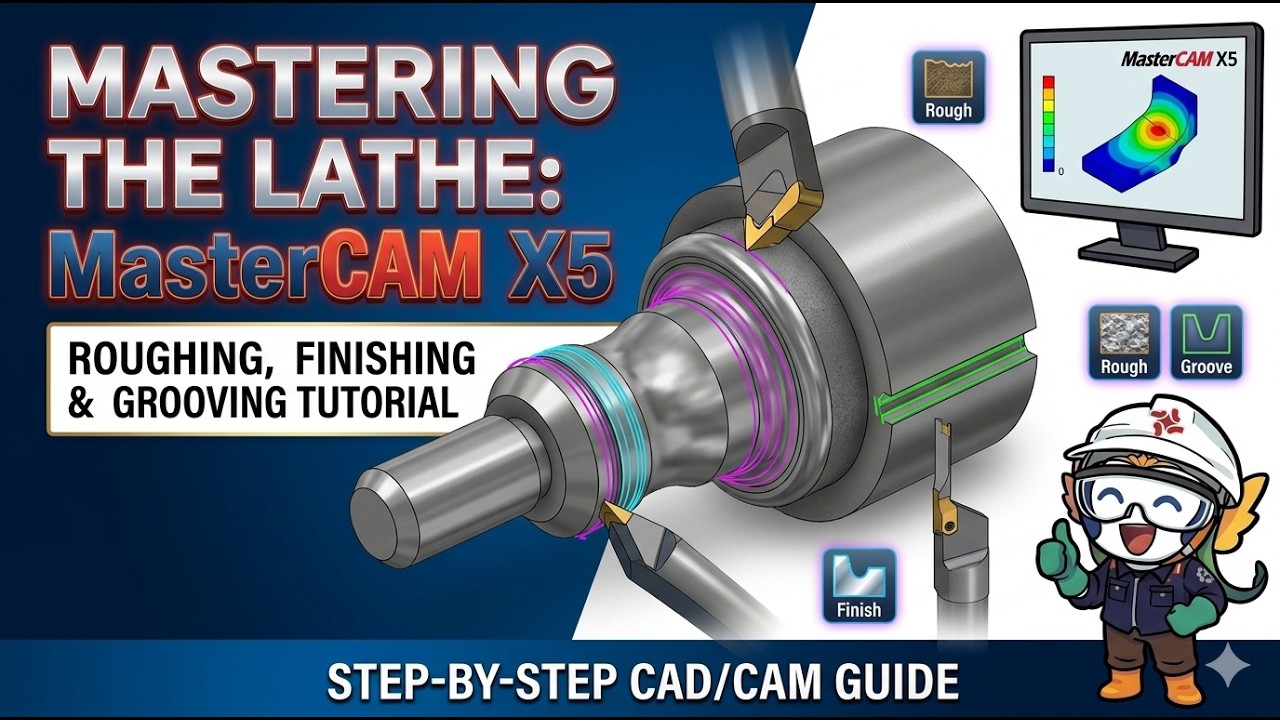 Tutorial MasterCAM X5 - Lathe Bubut - Roughing Finishing Grooving