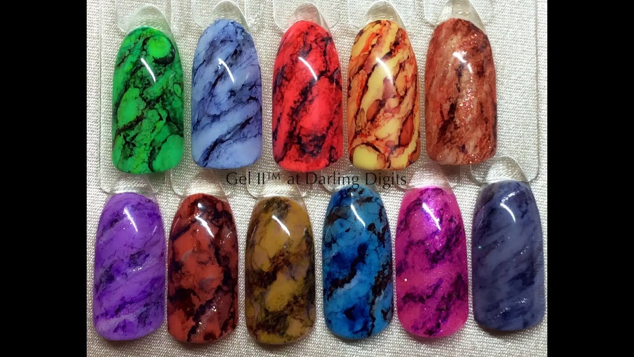 Sharpie nail art with gel polish marble granite
