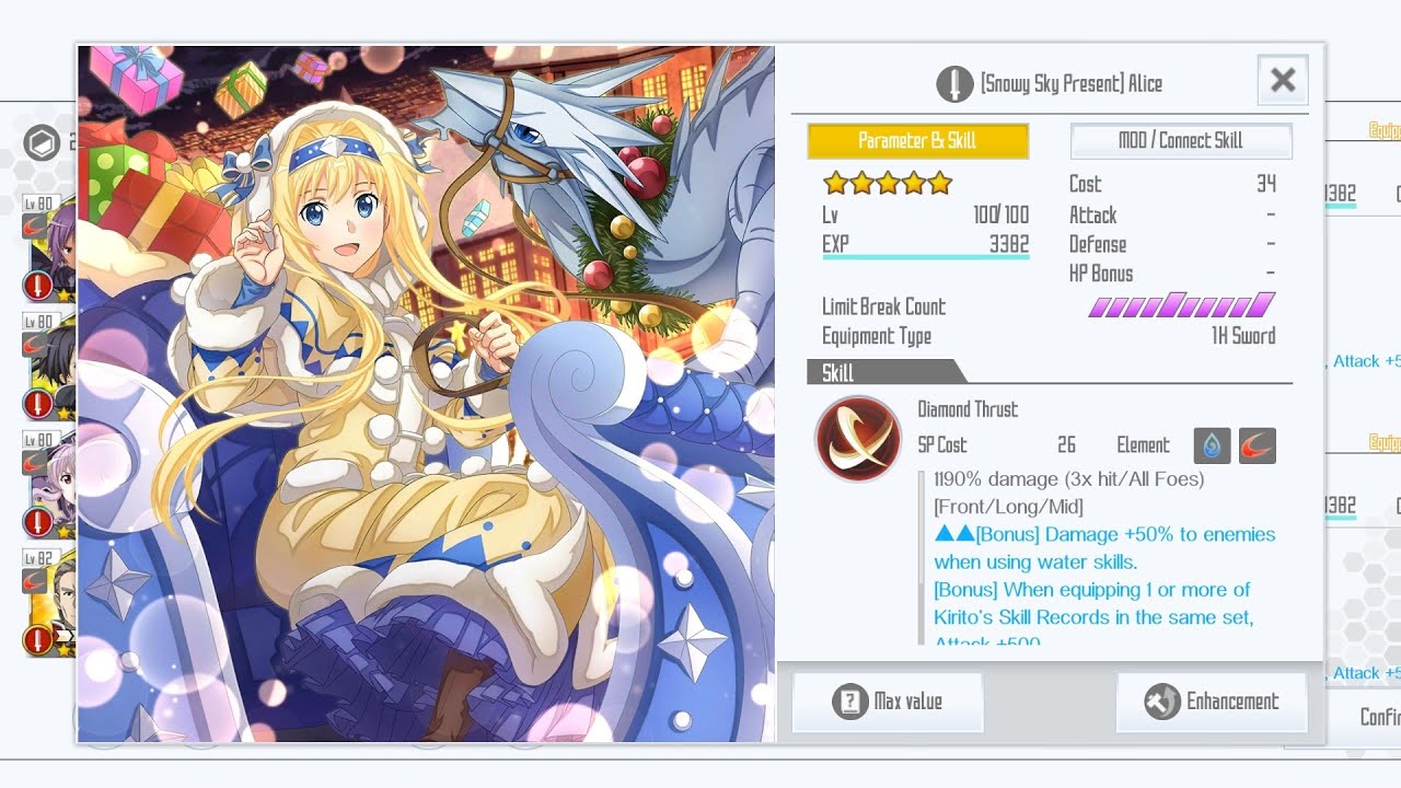 SAOIF Skill test Alice OG water mod sword (Snowy Sky present) 3rd slot unlock