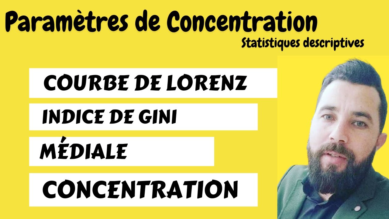 Paramètres de Concentration statistique : Courbe de LORENZ, Indice de GINI, écart Médiale-Médiane