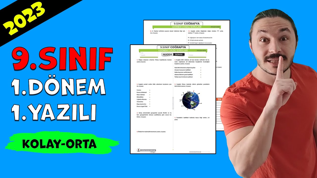9.SINIF COĞRAFYA 1.DÖNEM 1.YAZILI 2023  📌 KOLAY-ORTA 📂PDF