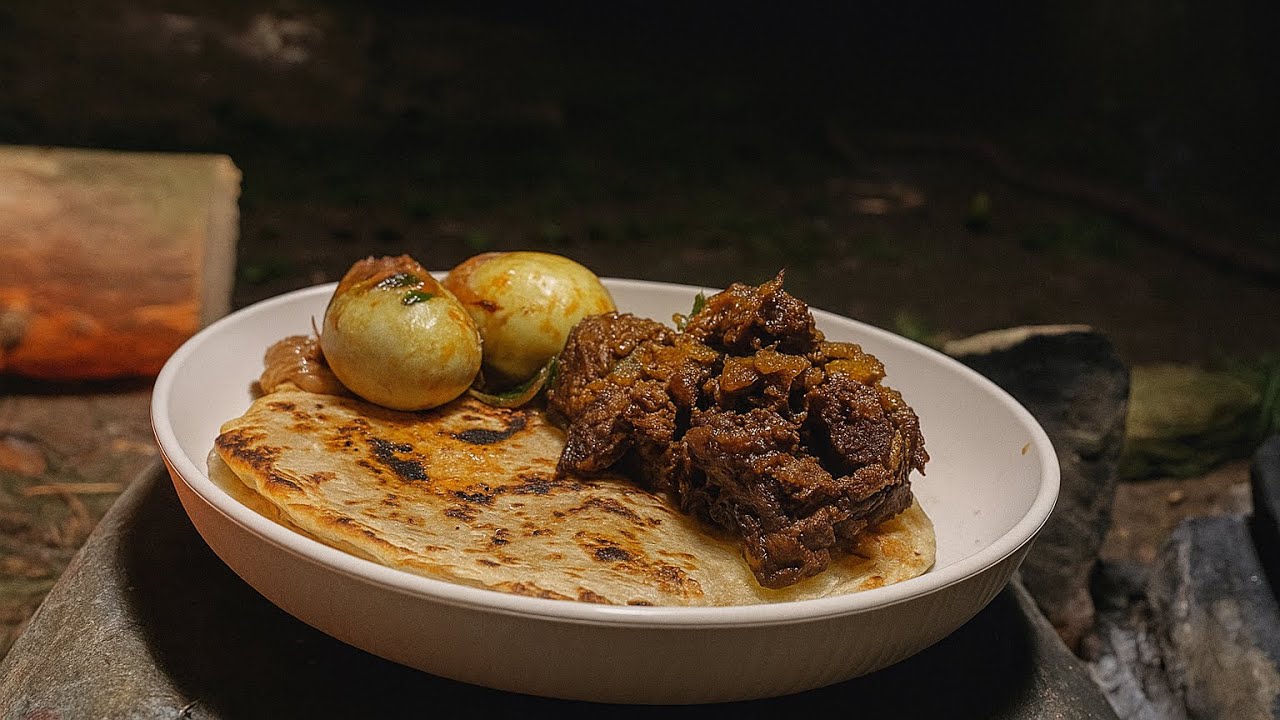 “I Cooked Every Camping Meal Using Wood Picked from the Forest” | Parotta Beef Fry #campfirecooking