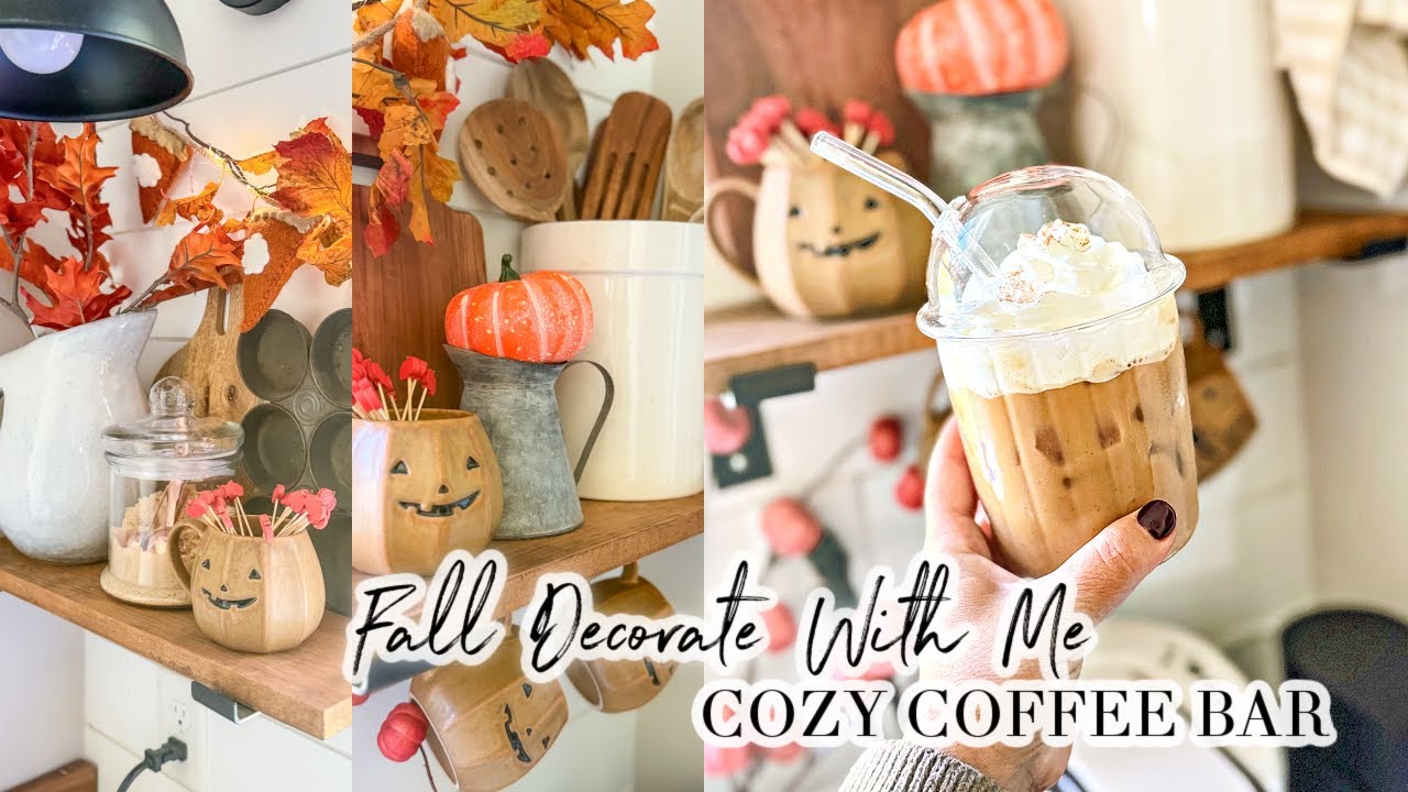 COZY FALL COFFEE BAR DECORATE WITH ME // ICED PUMPKIN PIE LATTE RECIPE // CHARLOTTE GROVE FARMHOUSE