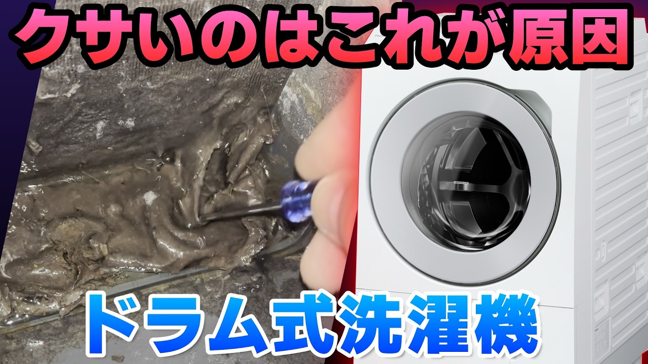 【衝撃映像】あなたのドラム式洗濯機、ホコリとヘドロの巣窟だった！生乾き・ニオイの原因と対処法をプロが徹底解説｜大阪府
