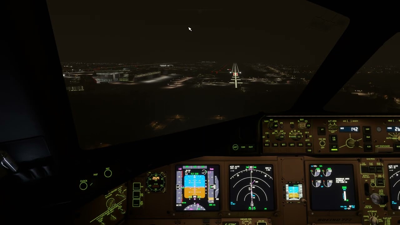Rainy landing Heathrow PMDG 777-300 MSFS 2020